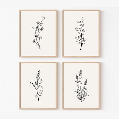 Bloom_Botanical Line Flowers ( Set of 4 )