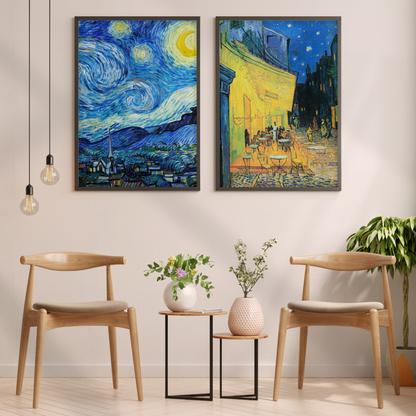 Van Gogh: The Starry Night and Cafe Terrace without text (Set of 2)