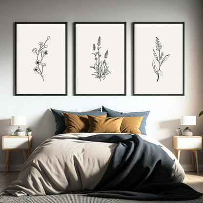 Minimal Botanical Line Art Collection ( Set of 3 )