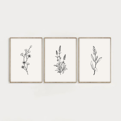 Minimal Botanical Line Art Collection ( Set of 3 )