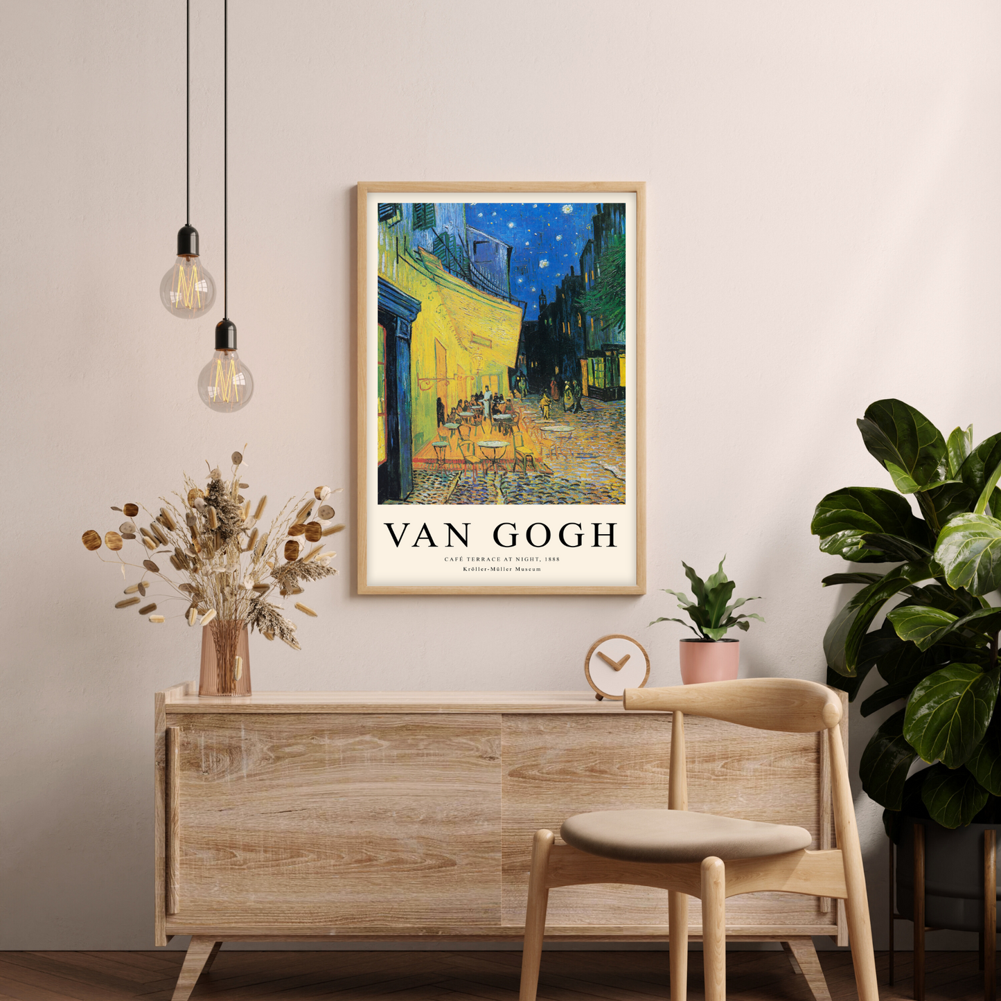 Van Gogh: Cafe Terrace, Starry Night, Cottage Landscape with text (Set of 3)