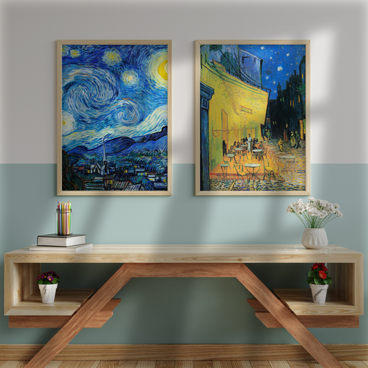 Van Gogh: The Starry Night and Cafe Terrace without text (Set of 2)