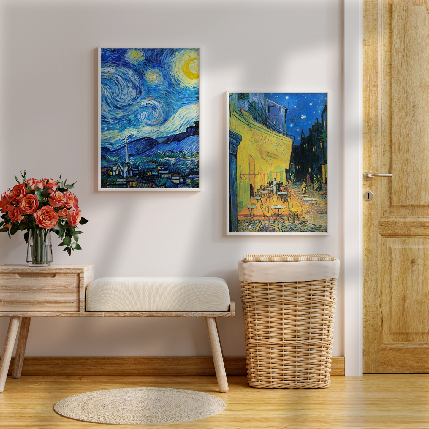 Van Gogh: The Starry Night and Cafe Terrace without text (Set of 2)